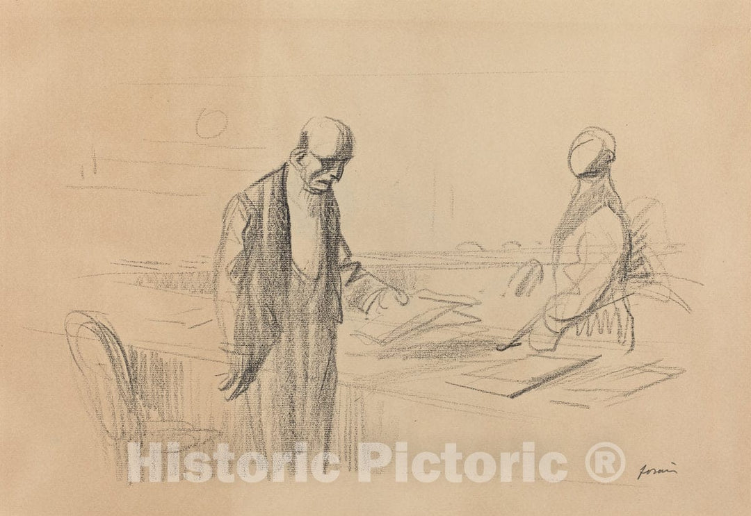 Art Print : Louis Forain, at The Conference, c. 1919 - Vintage Wall Art