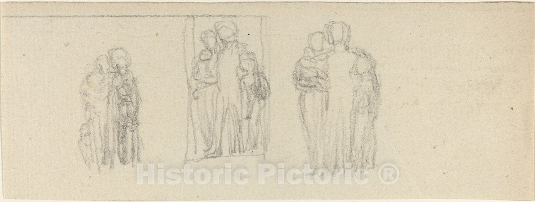 Art Print : John Flaxman, Three Groups of Figures (Parents and Children?) - Vintage Wall Art