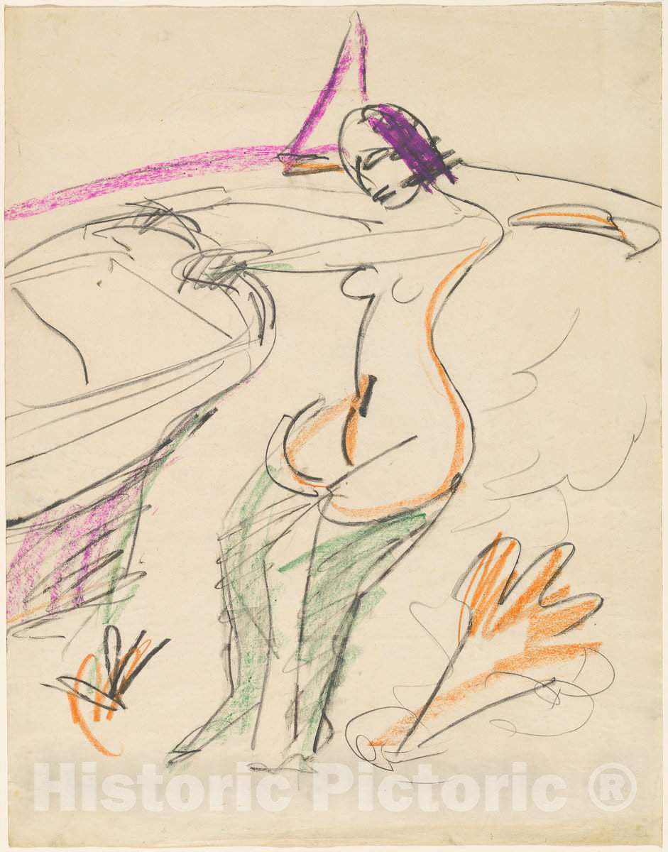 Art Print : Ernst Ludwig Kirchner, Bather, c.1913 - Vintage Wall Art