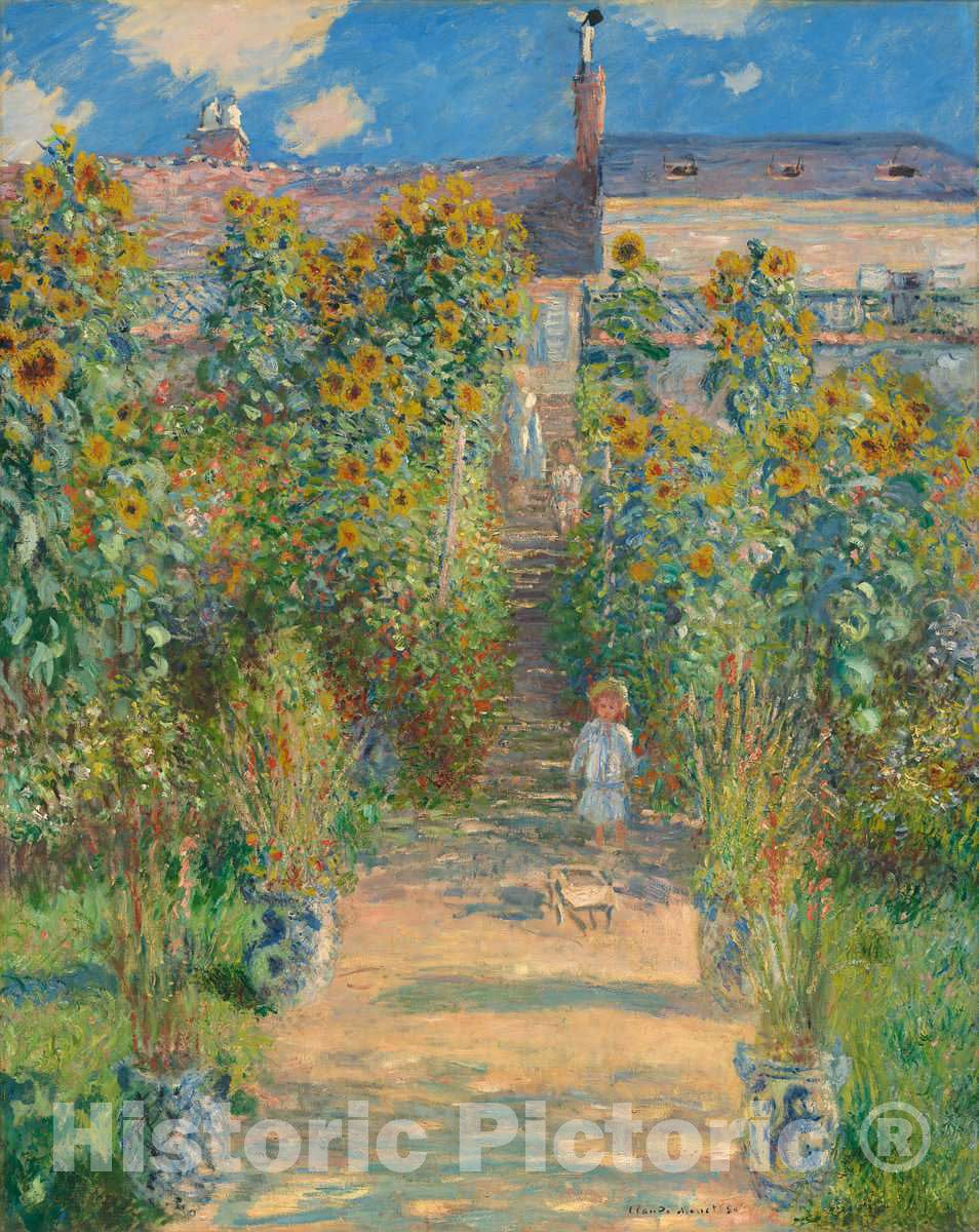 Art Print : Claude Monet, The Artist's Garden at VÃ©theuil, 1880 - Vintage Wall Art