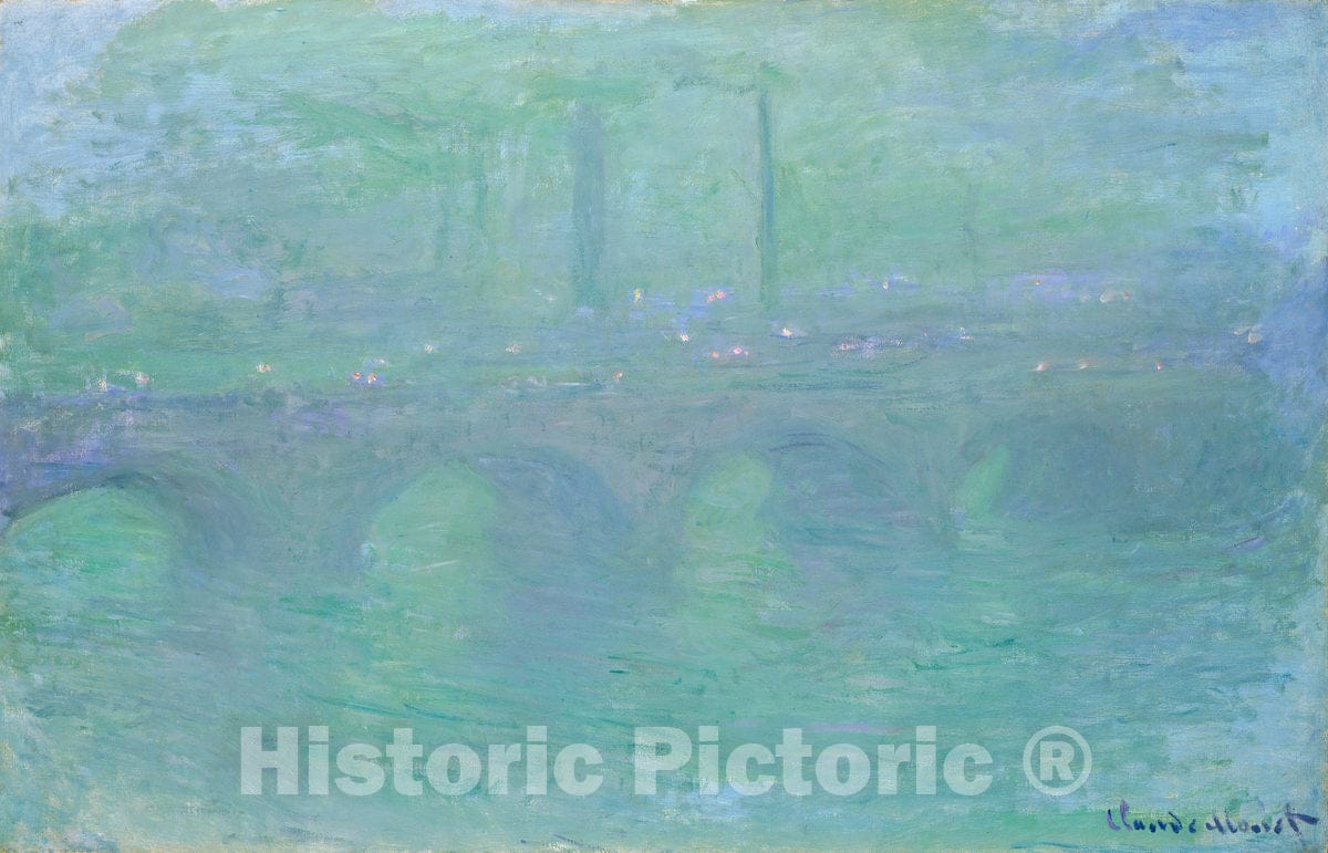 Art Print : Claude Monet, Waterloo Bridge, London, at Dusk, 1904 - Vintage Wall Art