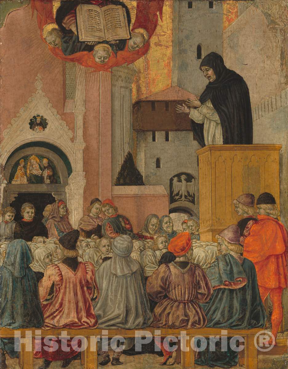 Art Print : Agnolo Degli Erri, A Dominican Preaching, c. 1470 - Vintage Wall Art