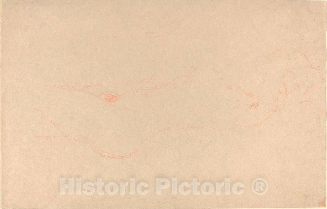 Art Print : Gustav Klimt, Reclining Woman, c. 1909 - Vintage Wall Art