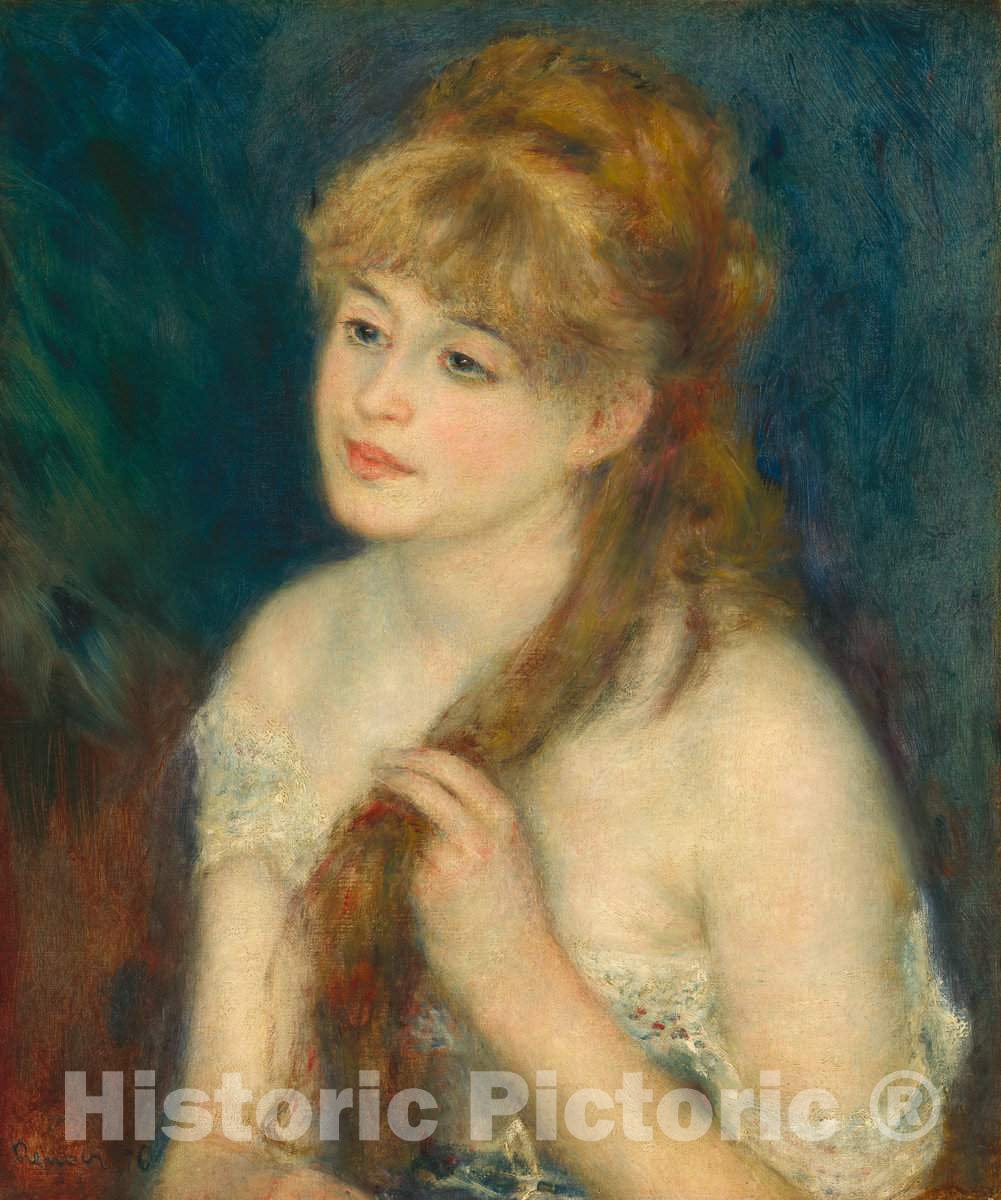 Art Print : Auguste Renoir, Young Woman Braiding Her Hair, 1876 - Vintage Wall Art