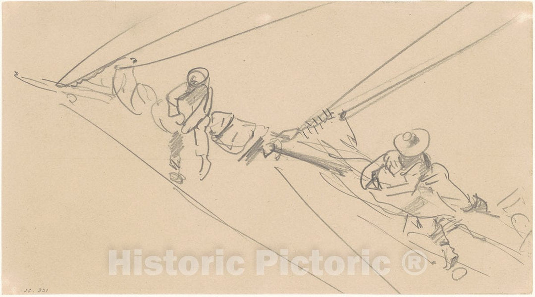 Art Print : John Singer Sargent, Men on a Spar, c. 1876 - Vintage Wall Art