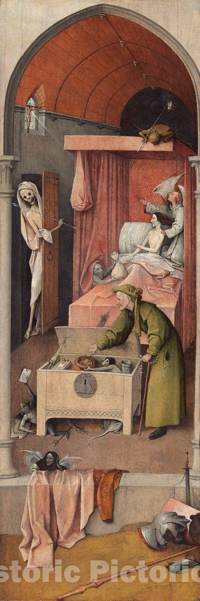 Art Print : Hieronymus Bosch, Death and The Miser, c.1488 - Vintage Wall Art
