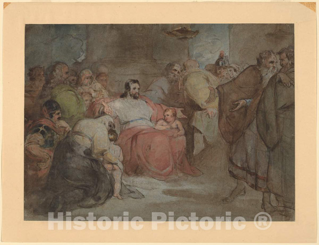 Art Print : Thomas Sully, Suffer The Little Children - Vintage Wall Art