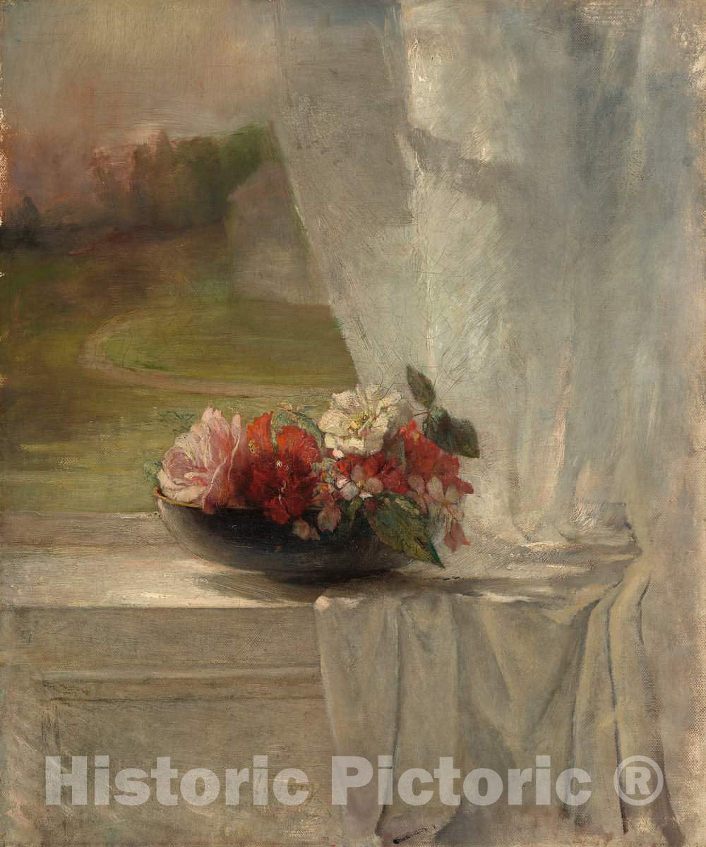 Art Print : John La Farge, Flowers on a Window Ledge, c. 1861 - Vintage Wall Art