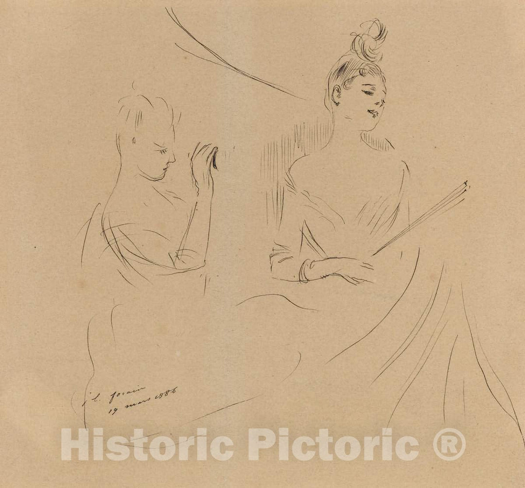 Art Print : Louis Forain, Two Ladies in a Loge, 1886 - Vintage Wall Art