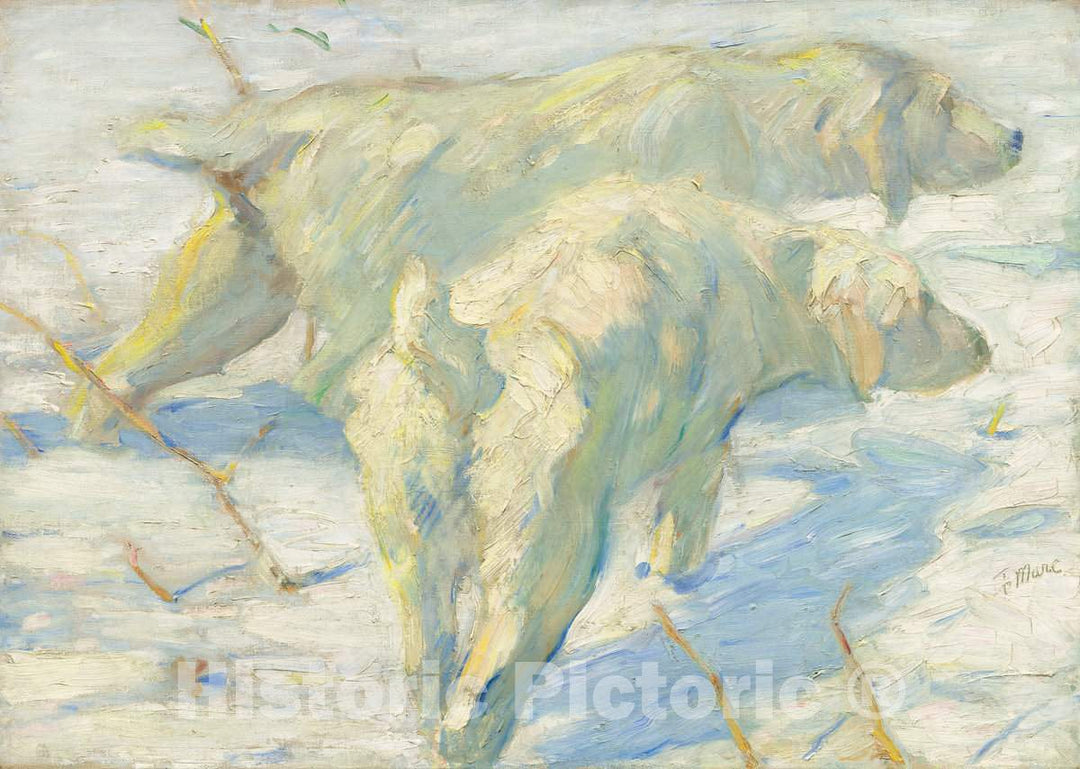 Art Print : Franz Marc, Siberian Dogs in The Snow, c.1910 - Vintage Wall Art