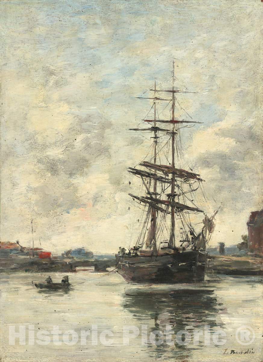 Art Print : EugÃ¨ne Boudin, Ship on The Touques, c.1892 - Vintage Wall Art