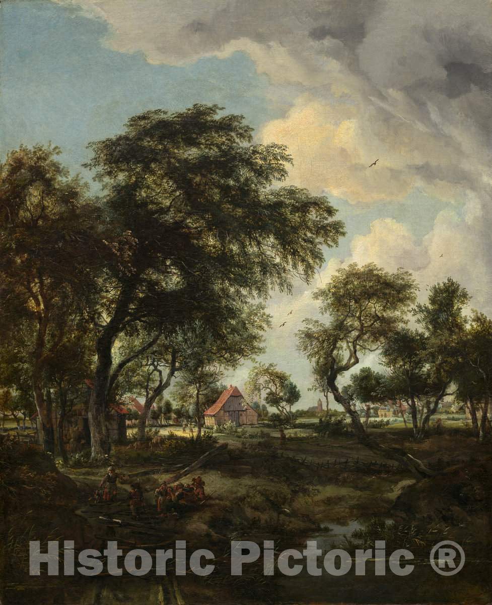 Art Print : Meindert Hobbema, A Farm in The Sunlight, 1668 - Vintage Wall Art