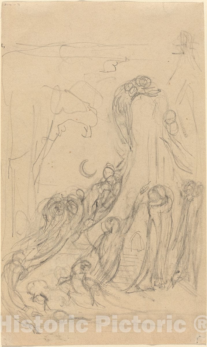 Art Print : William Blake, A Resurrection Scene [Recto], c. 1805 - Vintage Wall Art