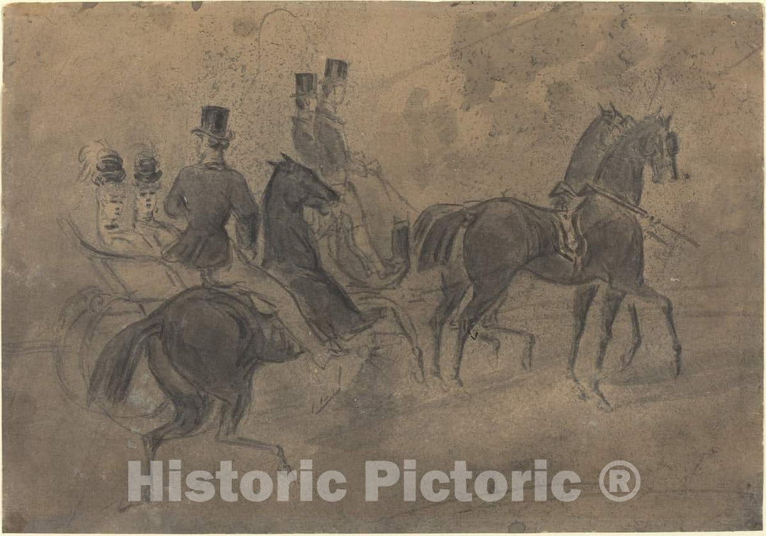 Art Print : Constantin Guys, an Open Carriage - Vintage Wall Art