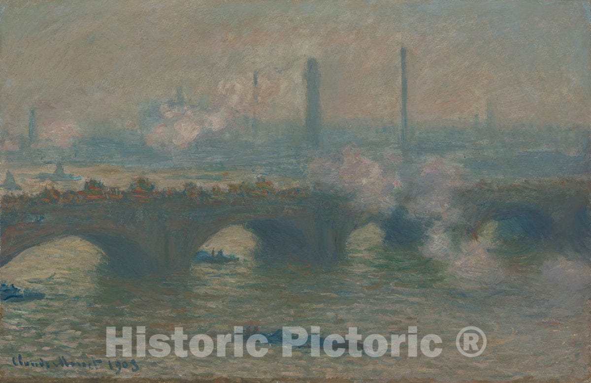 Art Print : Claude Monet, Waterloo Bridge, Gray Day, 1903 - Vintage Wall Art