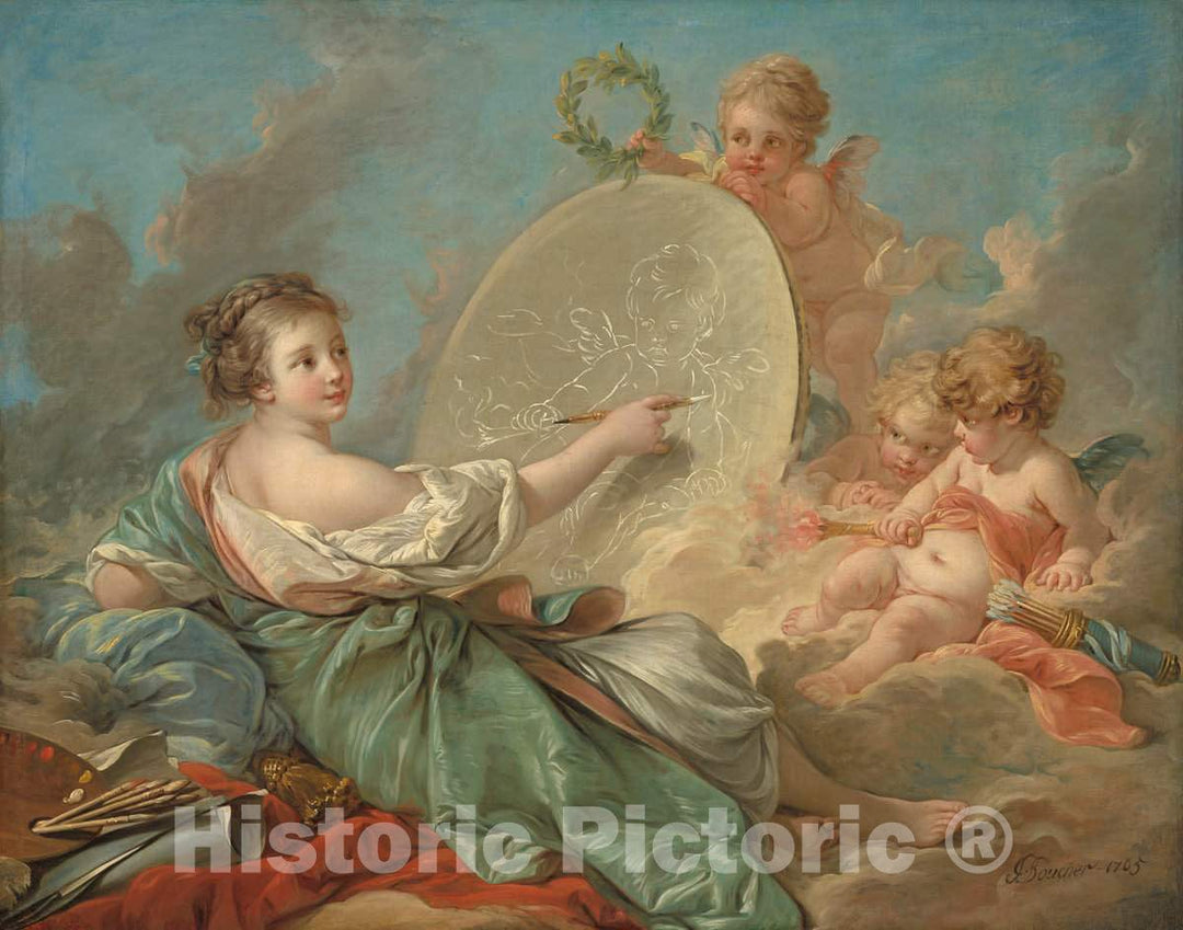 Art Print : FranÃ§ois Boucher, Allegory of Painting, 1765 - Vintage Wall Art