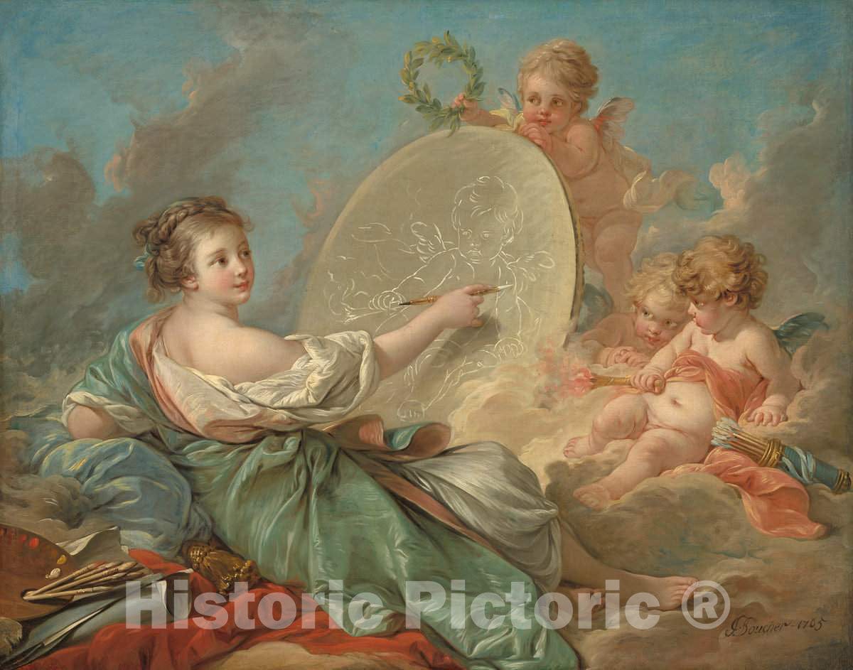 Art Print : FranÃ§ois Boucher, Allegory of Painting, 1765 - Vintage Wall Art