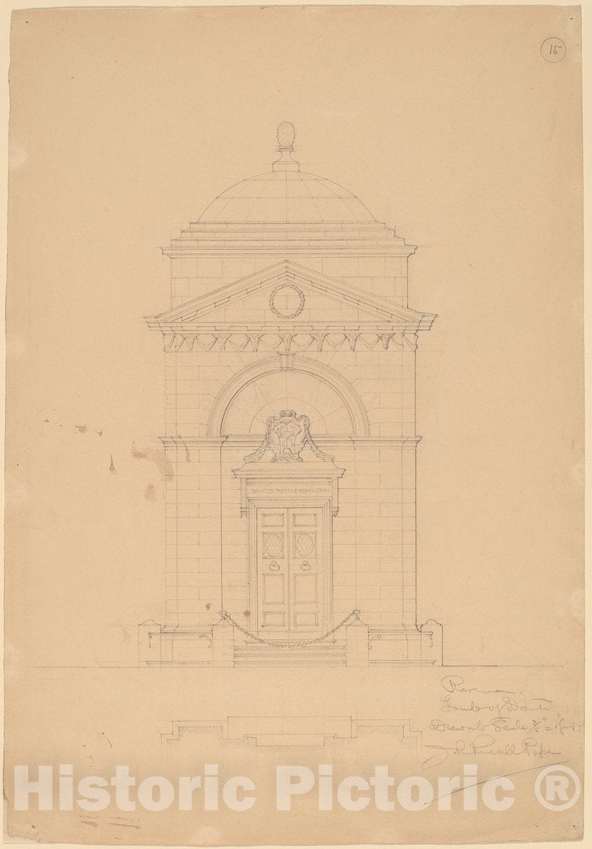 Art Print : John Russell Pope, Tomb of Dante, Ravenna, c. 1898 - Vintage Wall Art