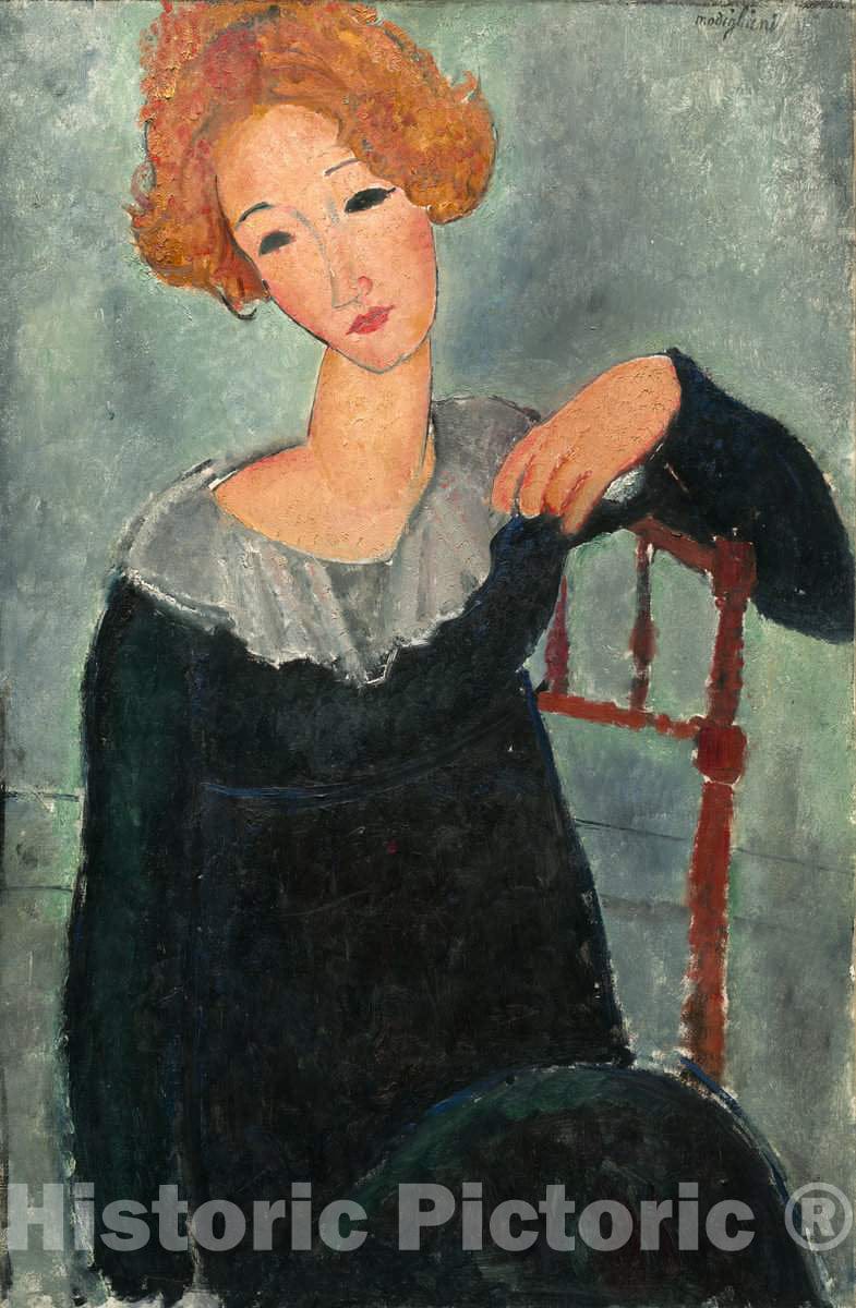 Art Print : Woman with Red Hair 1917,  Amedeo Modigliani -  Vintage Wall Art