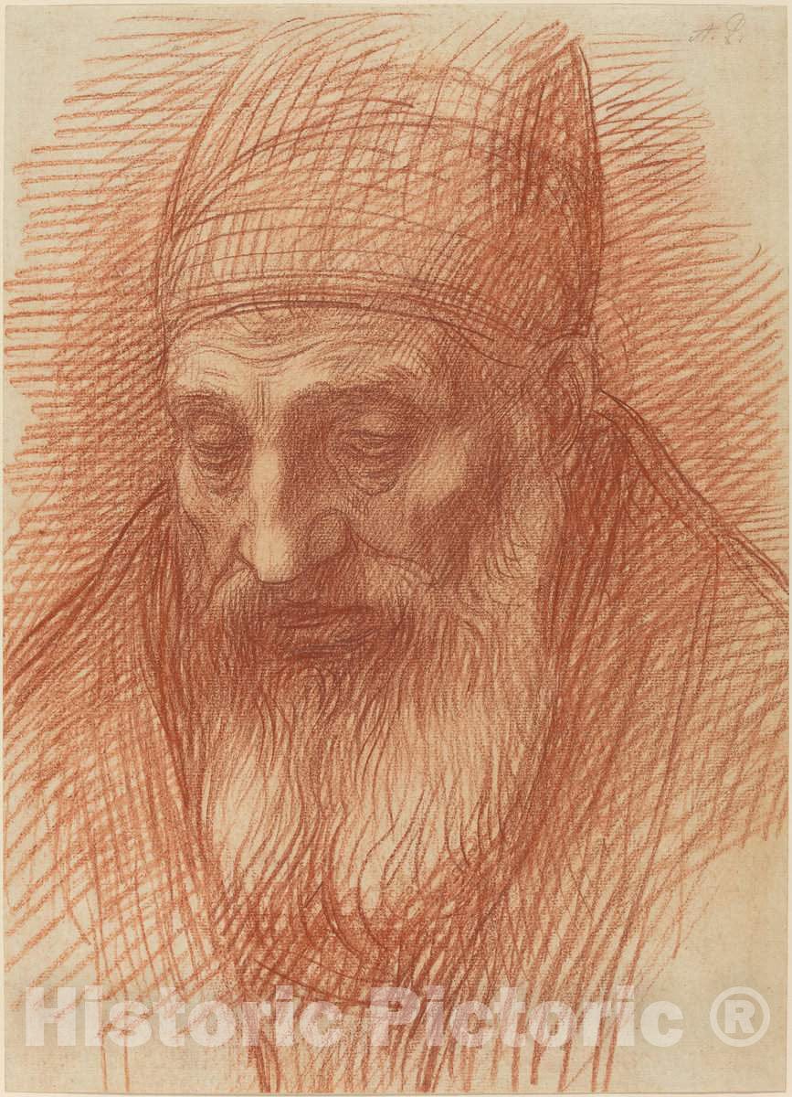 Art Print : Alphonse Legros, Head of a Priest - Vintage Wall Art