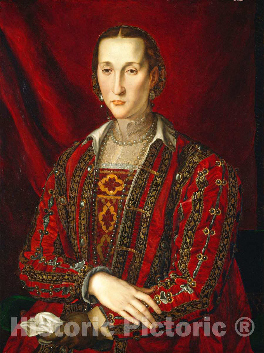 Art Print : Agnolo Bronzino, Eleonora di Toledo, c. 1560 - Vintage Wall Art