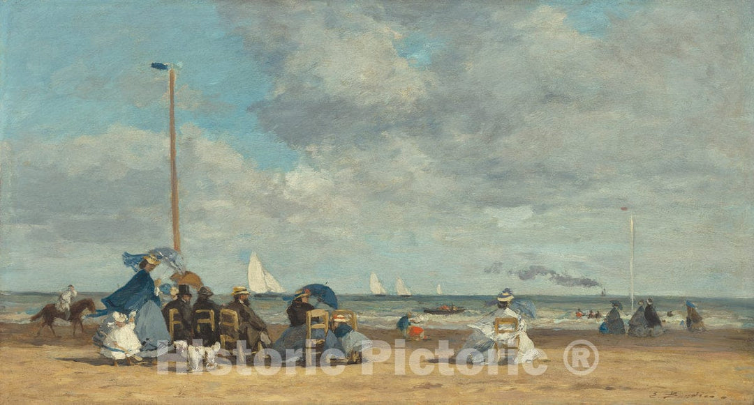 Art Print : EugÃ¨ne Boudin, Beach at Trouville, c.1865 - Vintage Wall Art