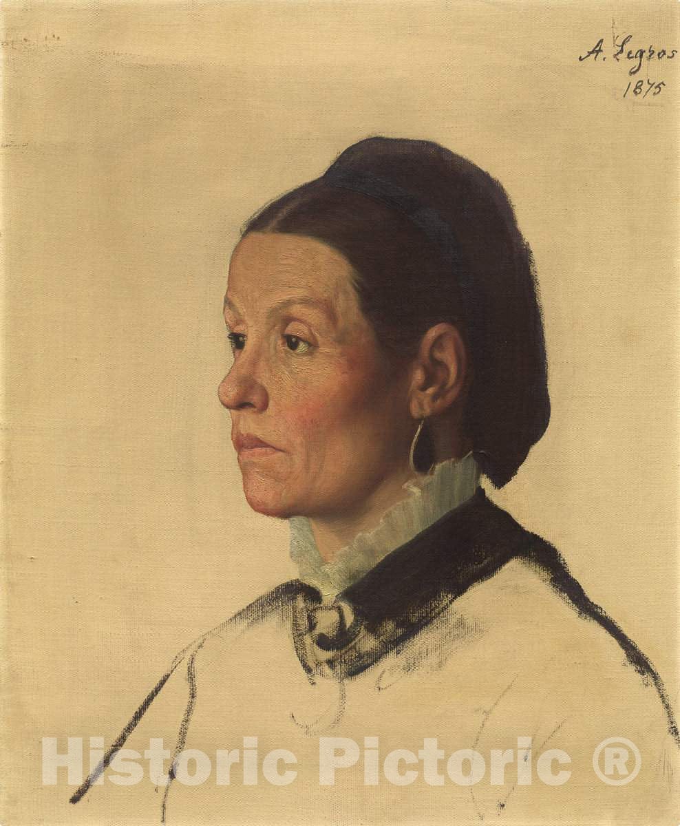 Art Print : Alphonse Legros, Portrait of a Woman, 1875 - Vintage Wall Art