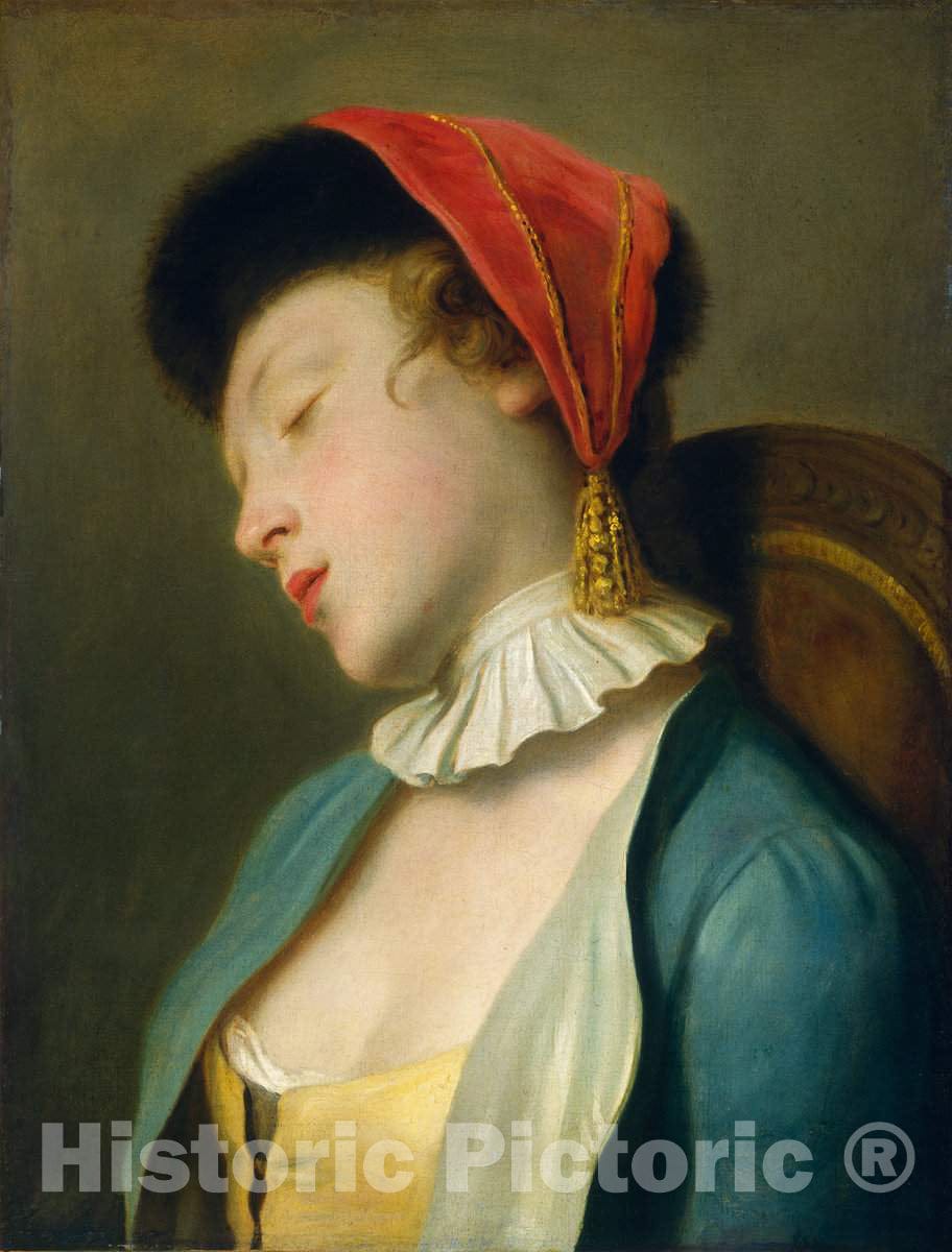 Art Print : Pietro Rotari, A Sleeping Girl, c.1761 - Vintage Wall Art