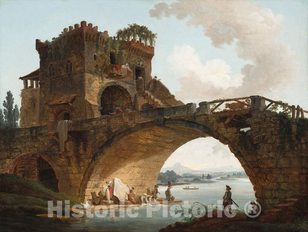 Art Print : Hubert Robert, The Ponte Salario, c. 1775 - Vintage Wall Art