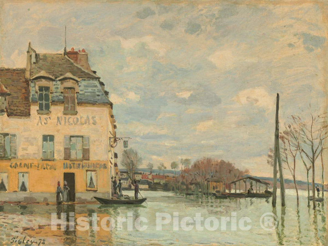 Art Print : Alfred Sisley, Flood at Port-Marly, 1872 - Vintage Wall Art