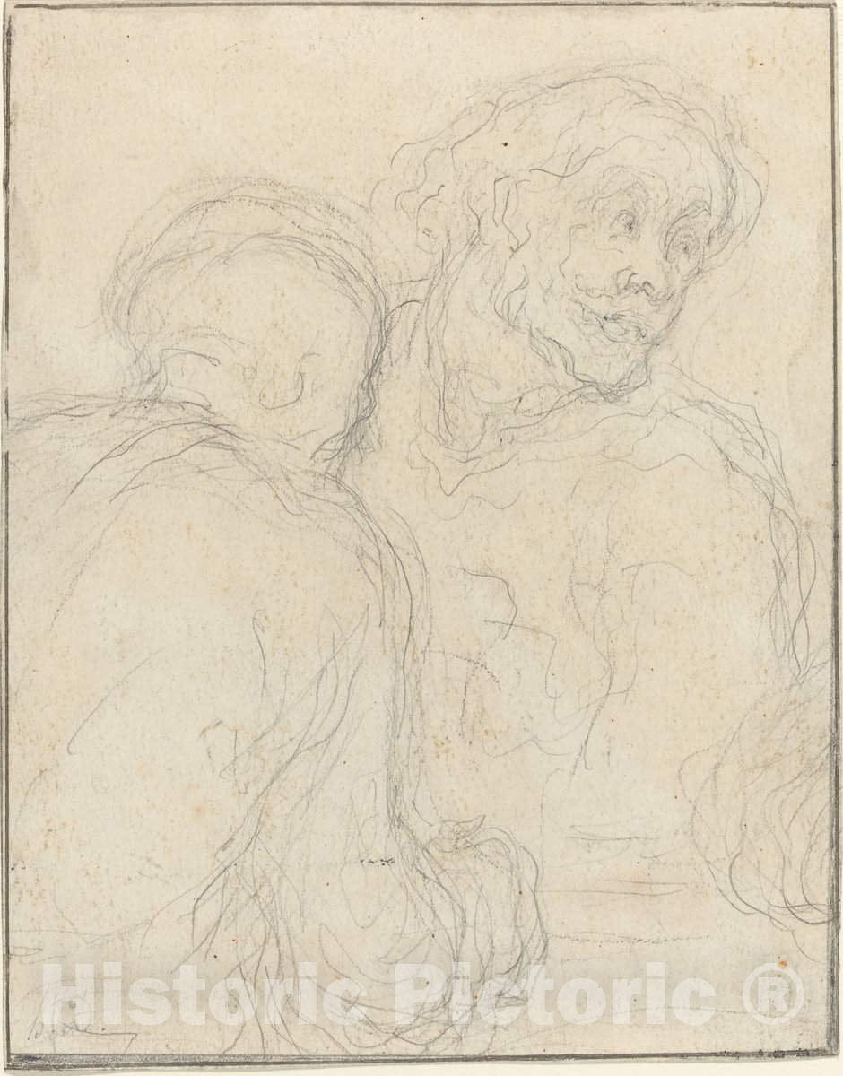 Art Print : HonorÃ© Daumier, Two Men - Vintage Wall Art