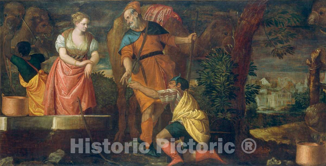 Art Print : Veronese, Rebecca at The Well, c.1583 - Vintage Wall Art