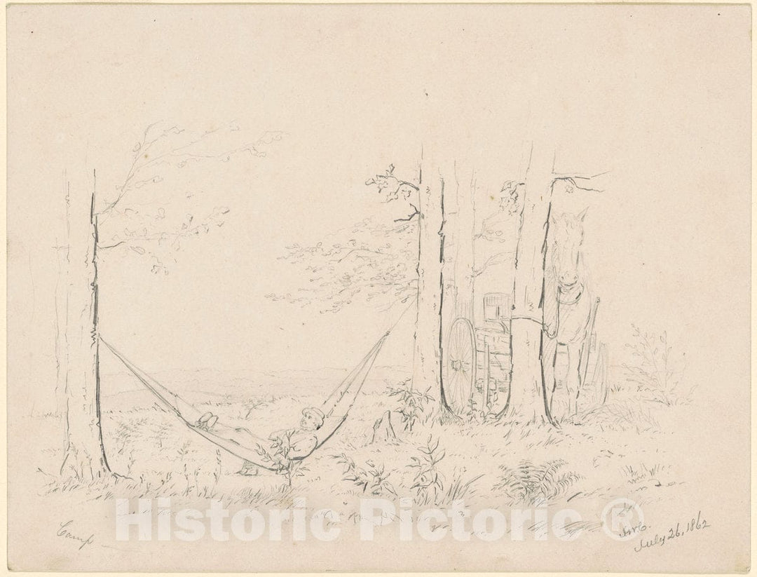 Art Print : James Wells Champney, Camp, 1862 - Vintage Wall Art