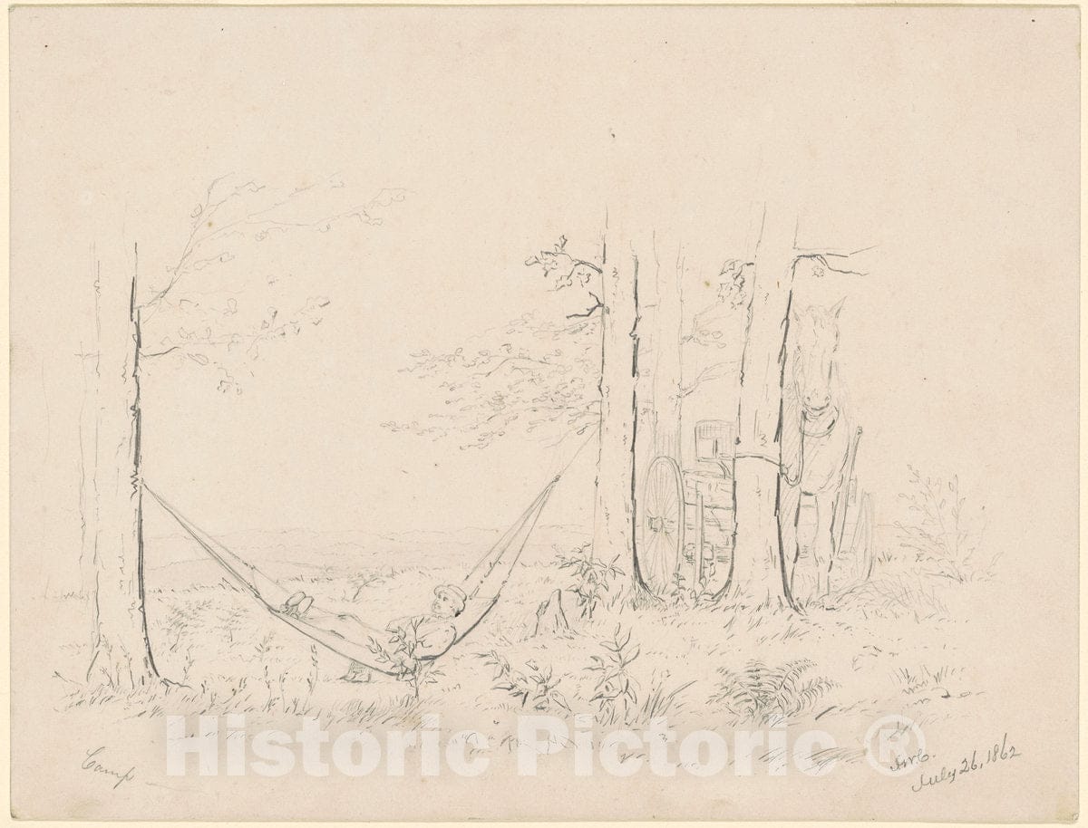 Art Print : James Wells Champney, Camp, 1862 - Vintage Wall Art
