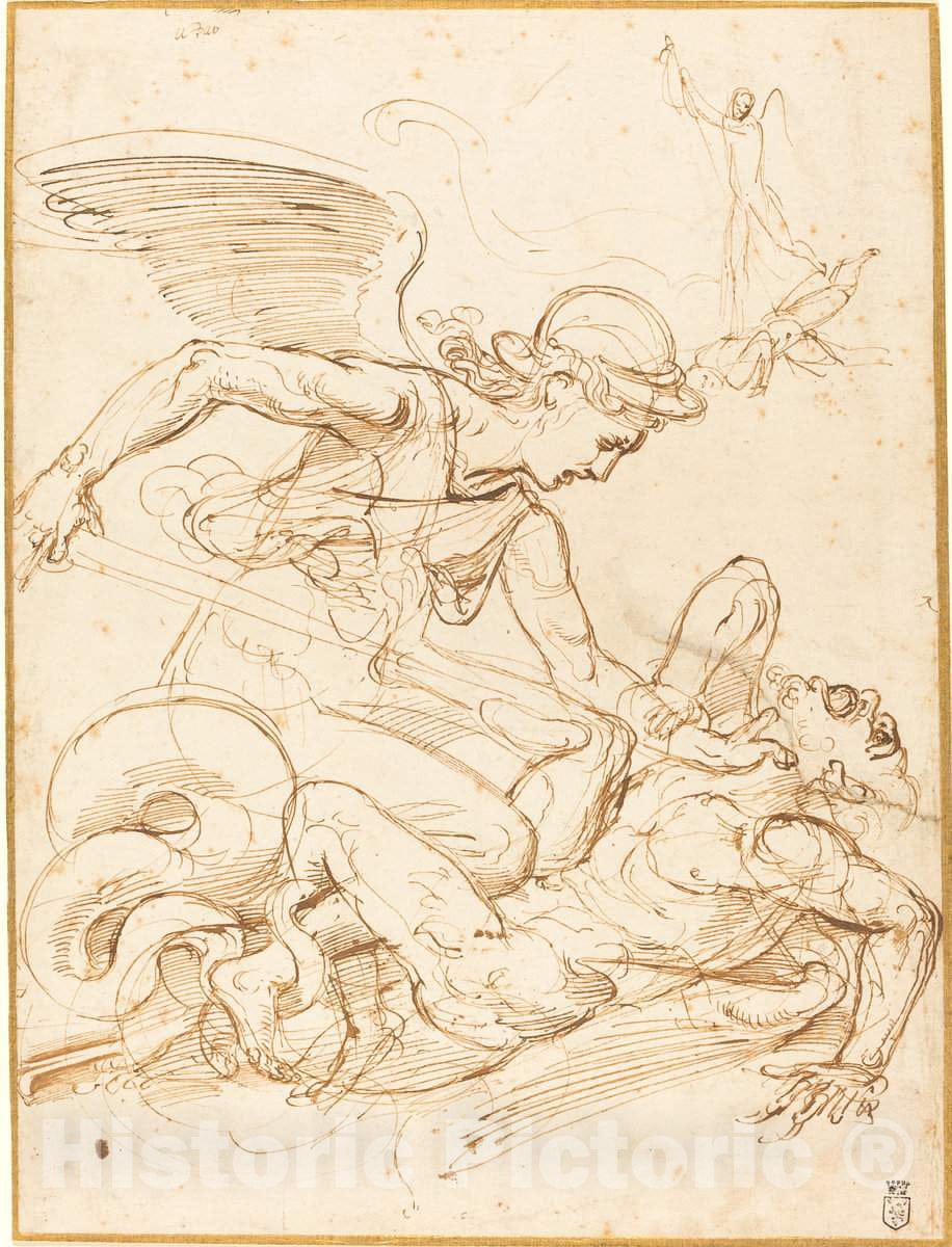 Art Print : Giulio Romano, Saint Michael, c. 1530 - Vintage Wall Art
