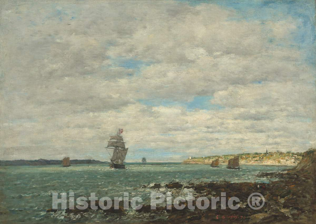 Art Print : EugÃ¨ne Boudin, Coast of Brittany, 1870 - Vintage Wall Art