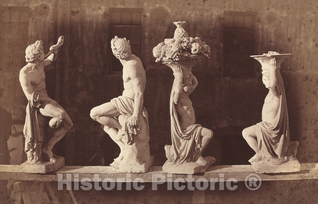 Art Print : Adolphe Terris, Four Statues, c. 1868 - Vintage Wall Art