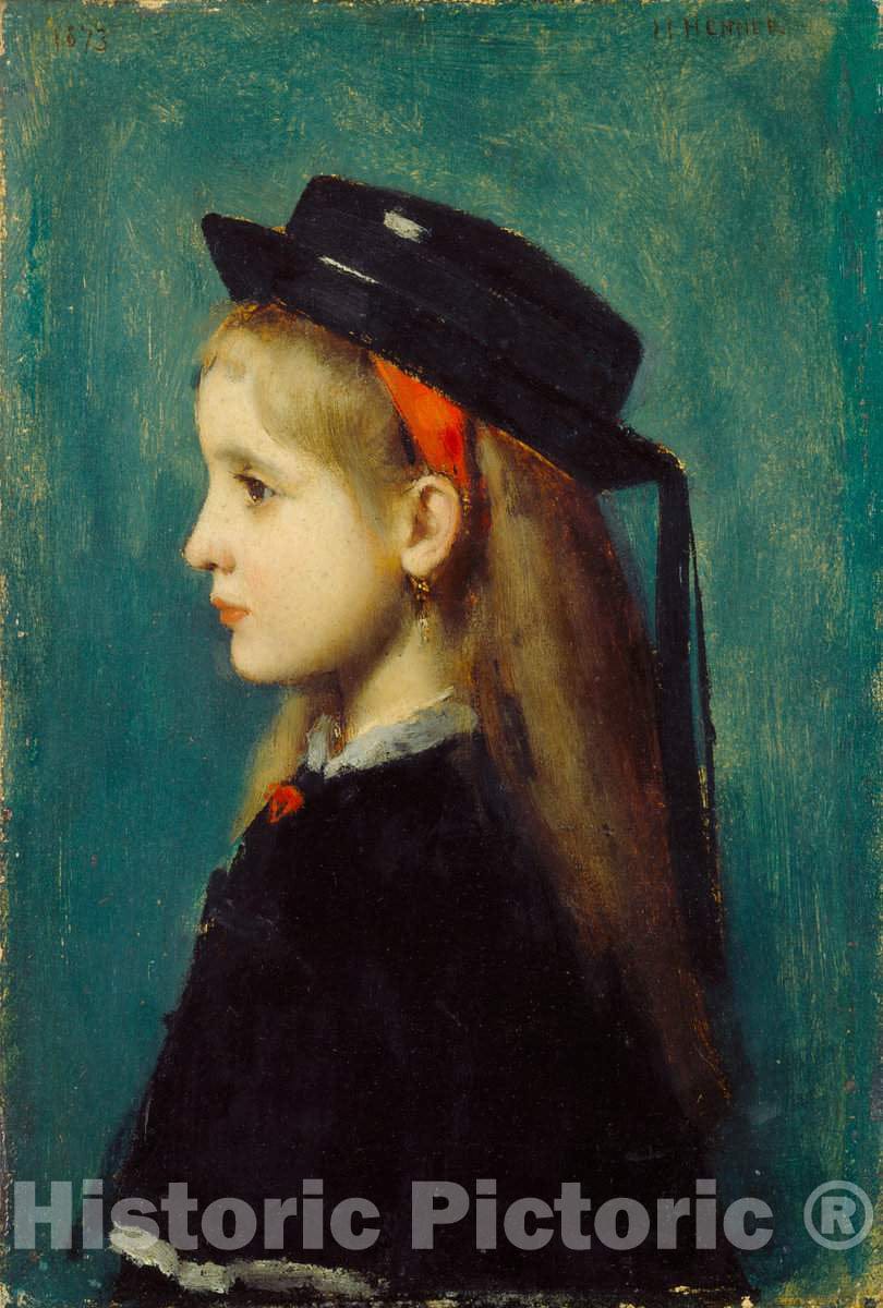 Art Print : Jacques Henner, Alsatian Girl, 1873 - Vintage Wall Art