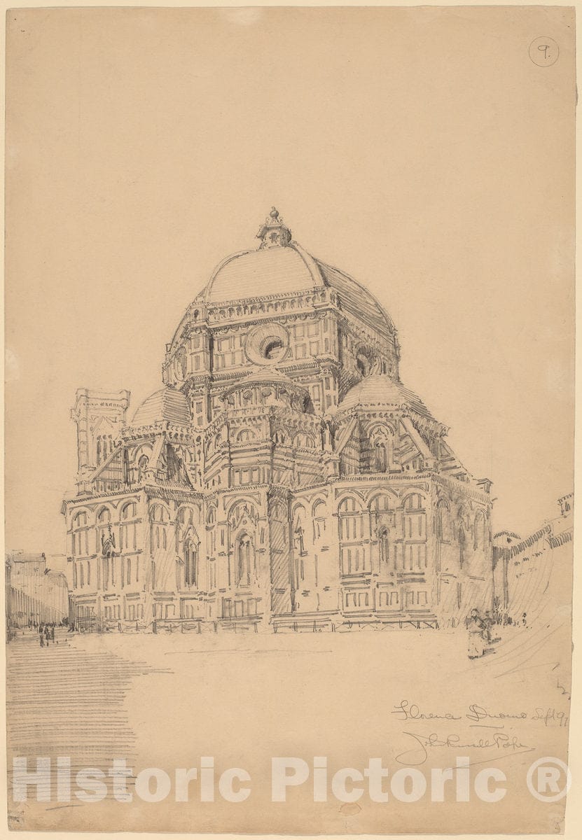 Art Print : John Russell Pope, The Duomo, Florence, 1897 - Vintage Wall Art