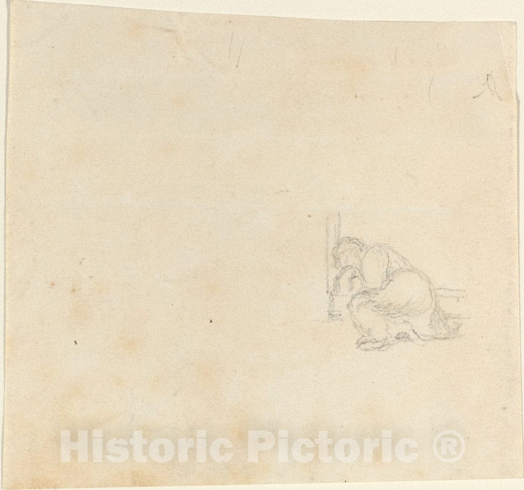 Art Print : John Flaxman, Figure Sleeping in a Doorway - Vintage Wall Art
