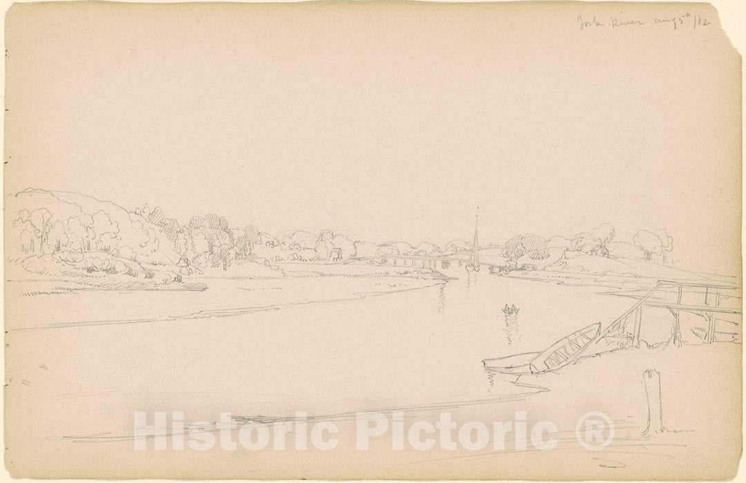 Art Print : Peter Moran, York River, 1882 - Vintage Wall Art