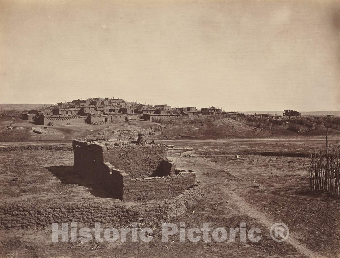 Art Print : John K. Hillers, Zuni Pueblo, 1879 - Vintage Wall Art