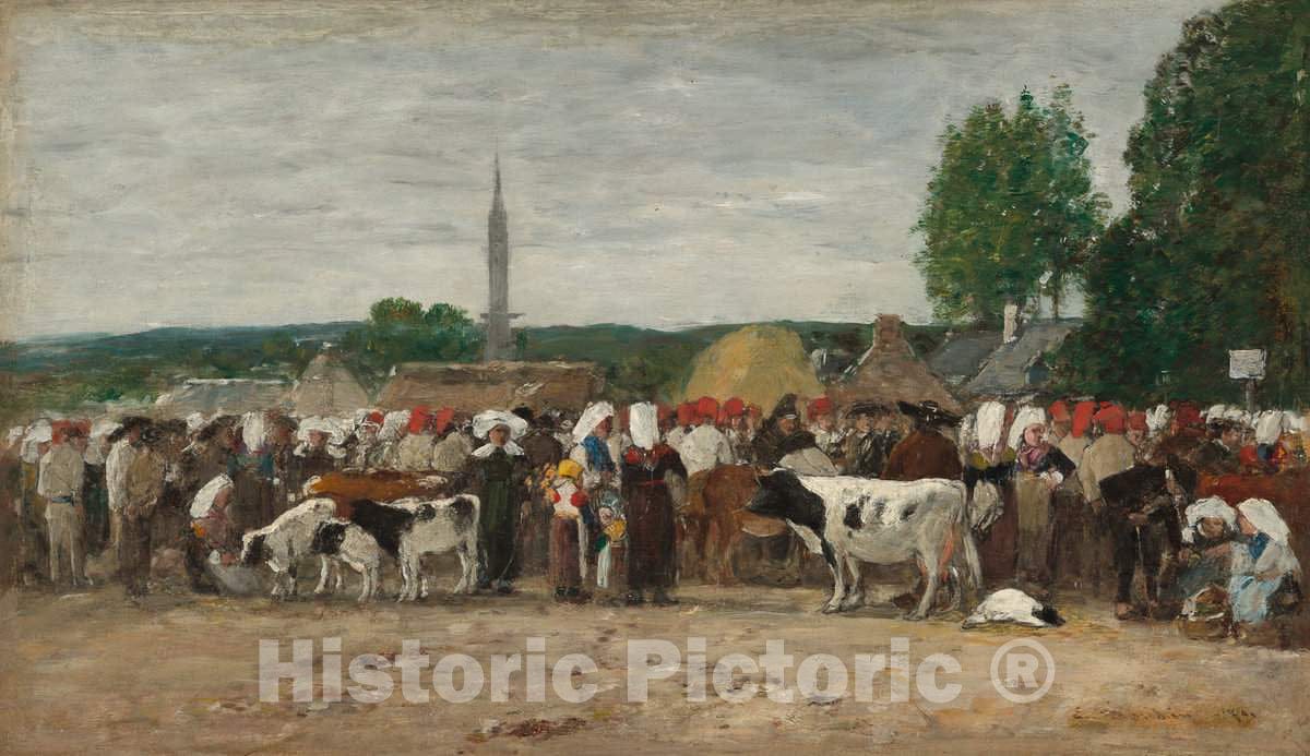Art Print : EugÃ¨ne Boudin, Fair in Brittany, 1874 - Vintage Wall Art