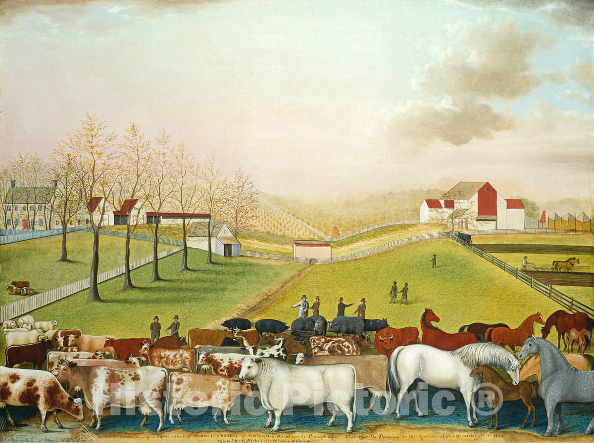Art Print : Edward Hicks, The Cornell Farm, 1848 - Vintage Wall Art