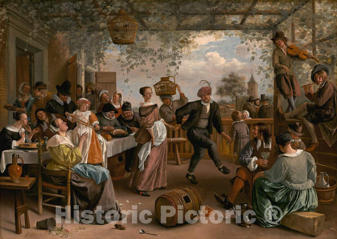 Art Print : Jan Steen, The Dancing Couple, 1663 - Vintage Wall Art