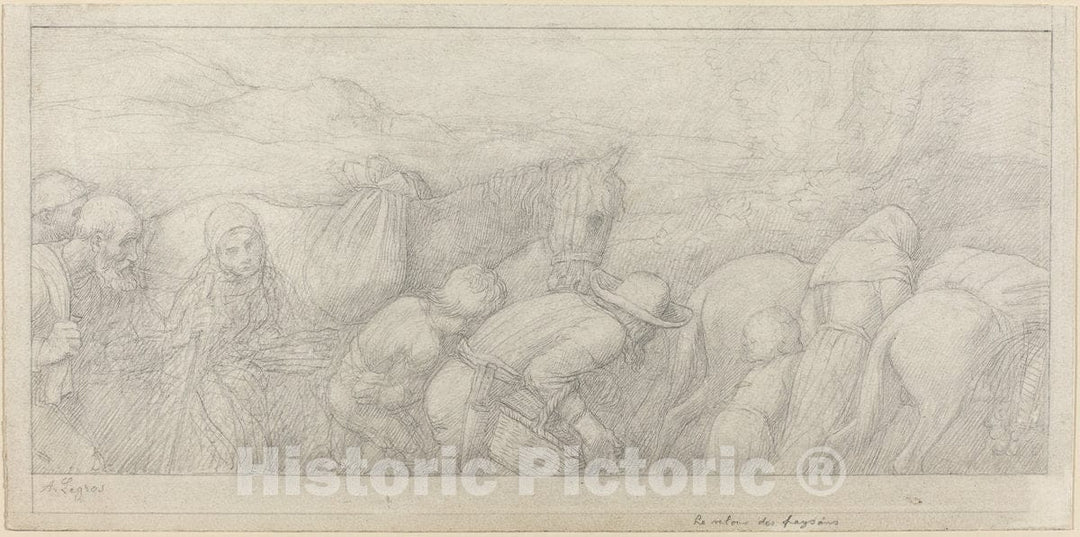 Art Print : Alphonse Legros, Return of The Peasants - Vintage Wall Art