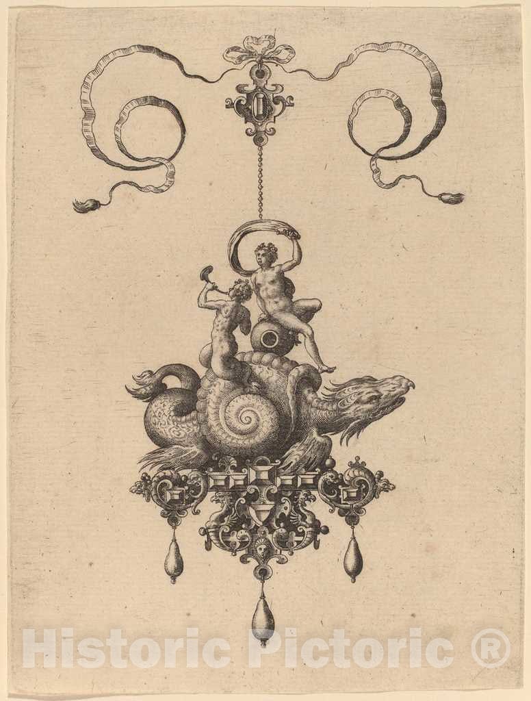 Art Print : Hans Collaert, Jewelry Design, 1582 - Vintage Wall Art