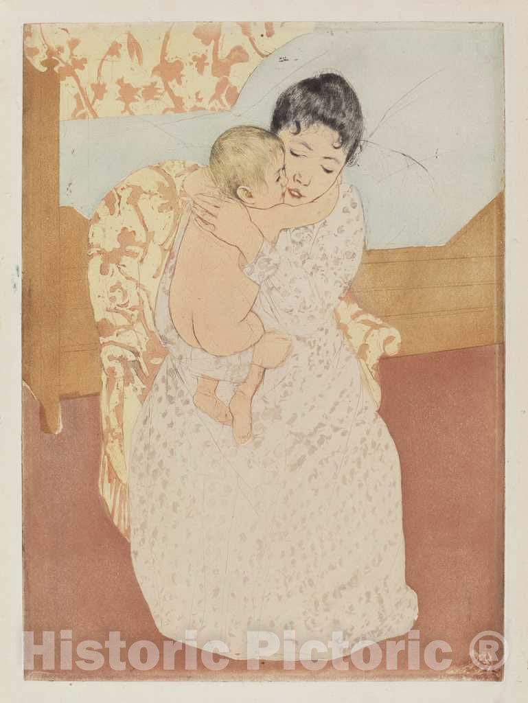 Art Print : Mary Cassatt, Maternal Caress, 1890-1891 - Vintage Wall Art