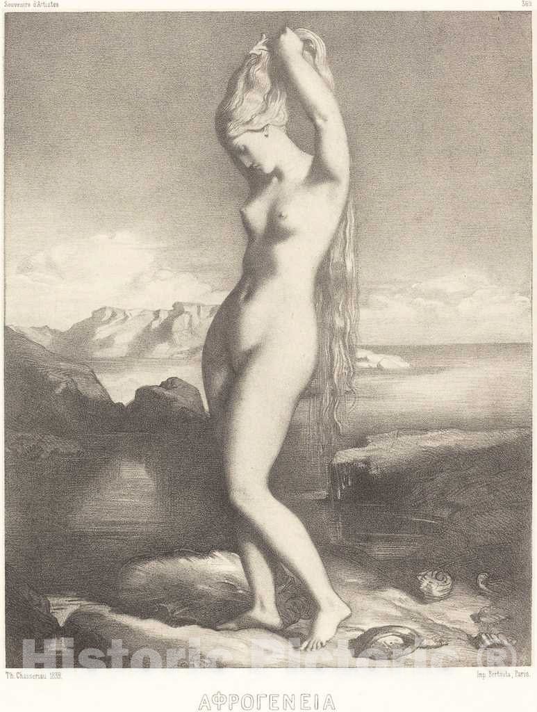 Art Print : ThÃ©odore ChassÃ©riau, Venus Anadyomene, c.1842 - Vintage Wall Art