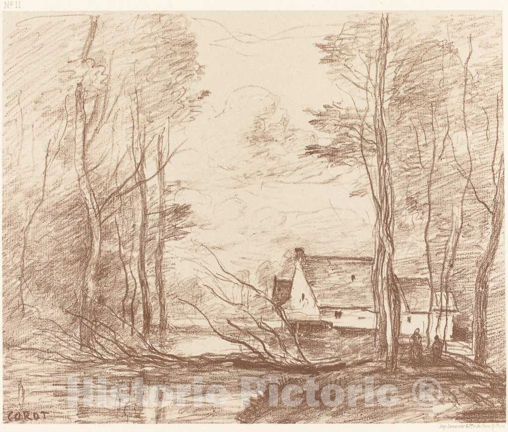 Art Print : Baptiste-Camille Corot, The Mill of Cuincy, Near Douai (Le Moulin de Cuincy, pres Douai), 1871 - Vintage Wall Art
